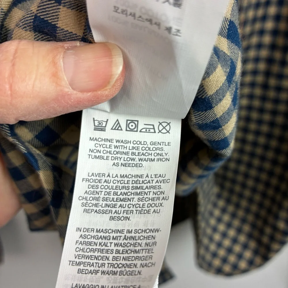 J. Crew NWT Gingham Khaki & Blue Checked Shirt